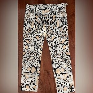 Roberto Cavalli Animal Print High Waisted Straight Leg Pants Trousers 46